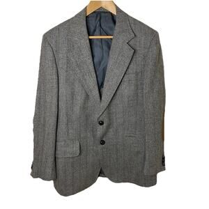 VTG D’Urbano Harry Rothman Gray Tweed Herringbone Blazer Elbow Patches Men Sz 42